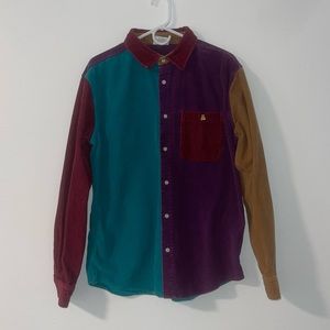 Teddy Fresh Color Block Button-up Corduroy Shirt